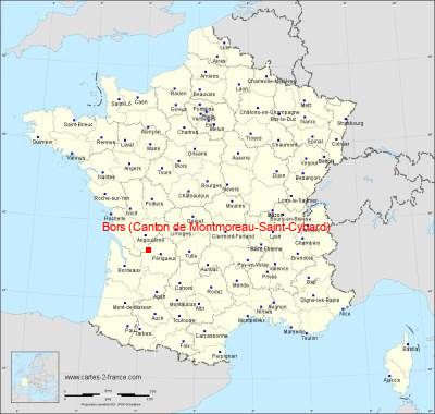 Carte de Bors (Canton de Montmoreau-Saint-Cybard)